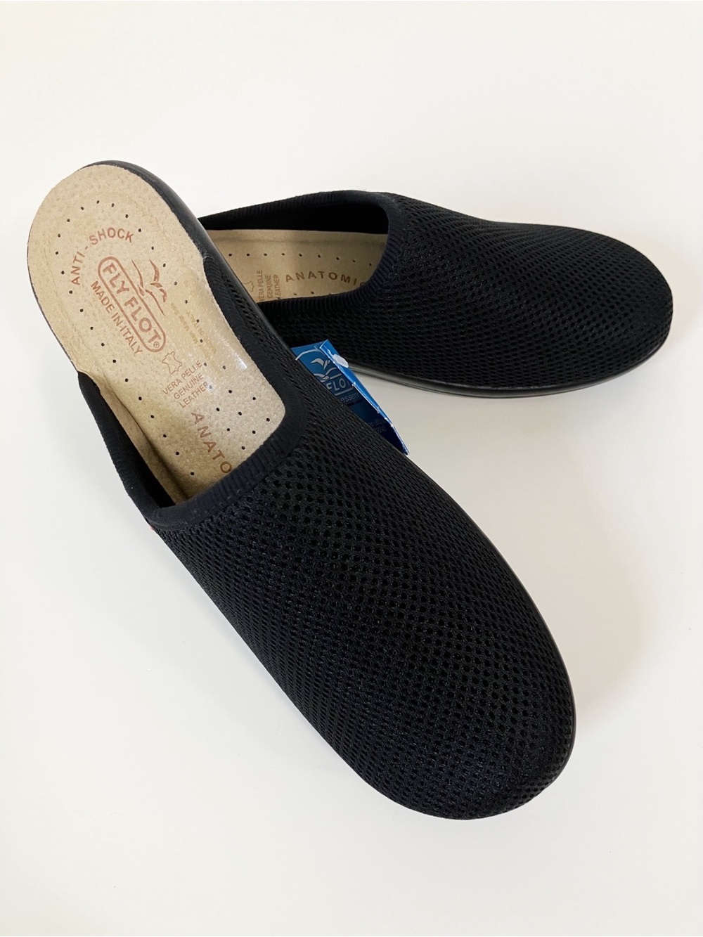 Fly Flot | Black Anatomic Mesh Cloth Clogs 42 Basic Casual Comfy Summer Travel